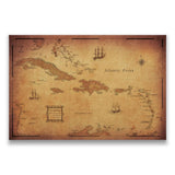 Push Pin Caribbean Map - Golden Aged - Pins Included!