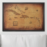 Push Pin Caribbean Map - Golden Aged - Pins Included!