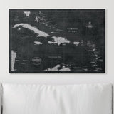 Push Pin Caribbean Map - Modern Slate - Pins Included!