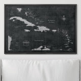 Push Pin Caribbean Map - Modern Slate - Pins Included!