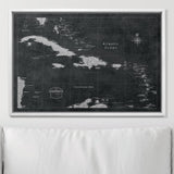 Push Pin Caribbean Map - Modern Slate - Pins Included!