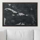 Push Pin Caribbean Map - Modern Slate - Pins Included!