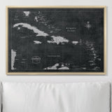 Push Pin Caribbean Map - Modern Slate - Pins Included!