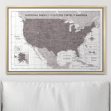 Push Pin National Parks Map - Dark Brown Color Splash - Pins Included!