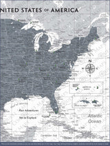 Push Pin National Parks Map - Dark Gray Color Splash - Pins Included!
