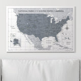 Push Pin National Parks Map - Dark Gray Color Splash - Pins Included!