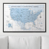 Push Pin National Parks Map - Light Blue Color Splash - Pins Included!