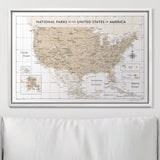Push Pin National Parks Map - Light Brown Color Splash - Pins Included!