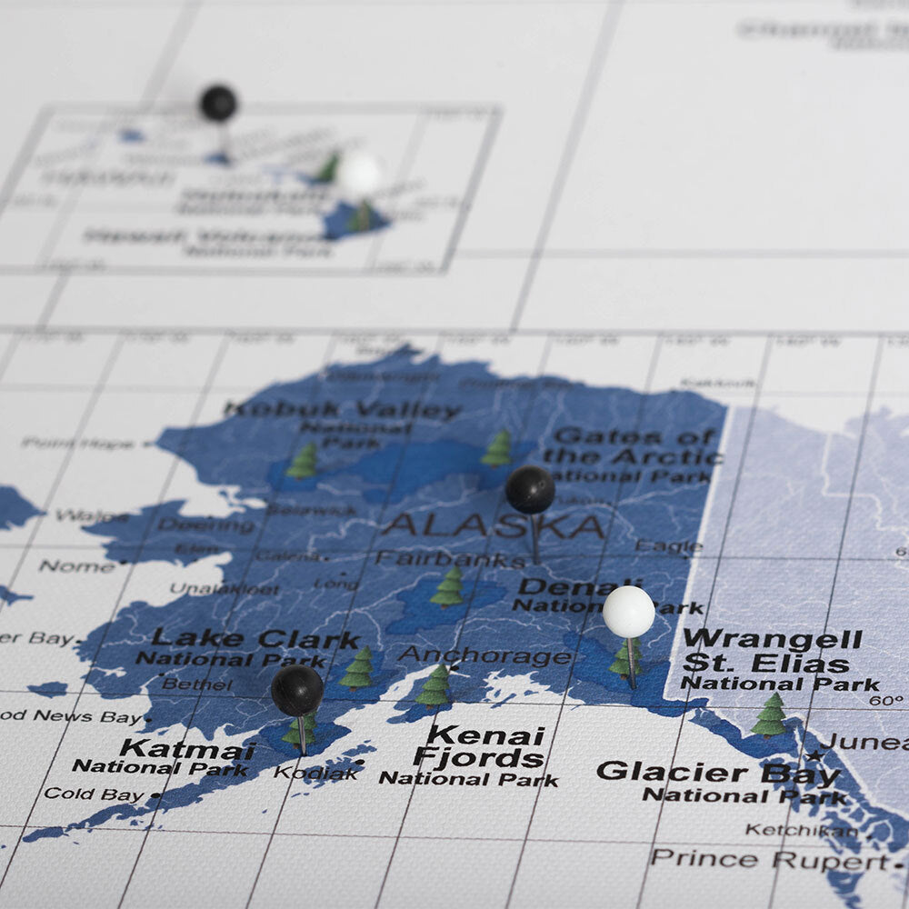 Push Pin National Parks Map - Navy Color Splash - Pins Included!