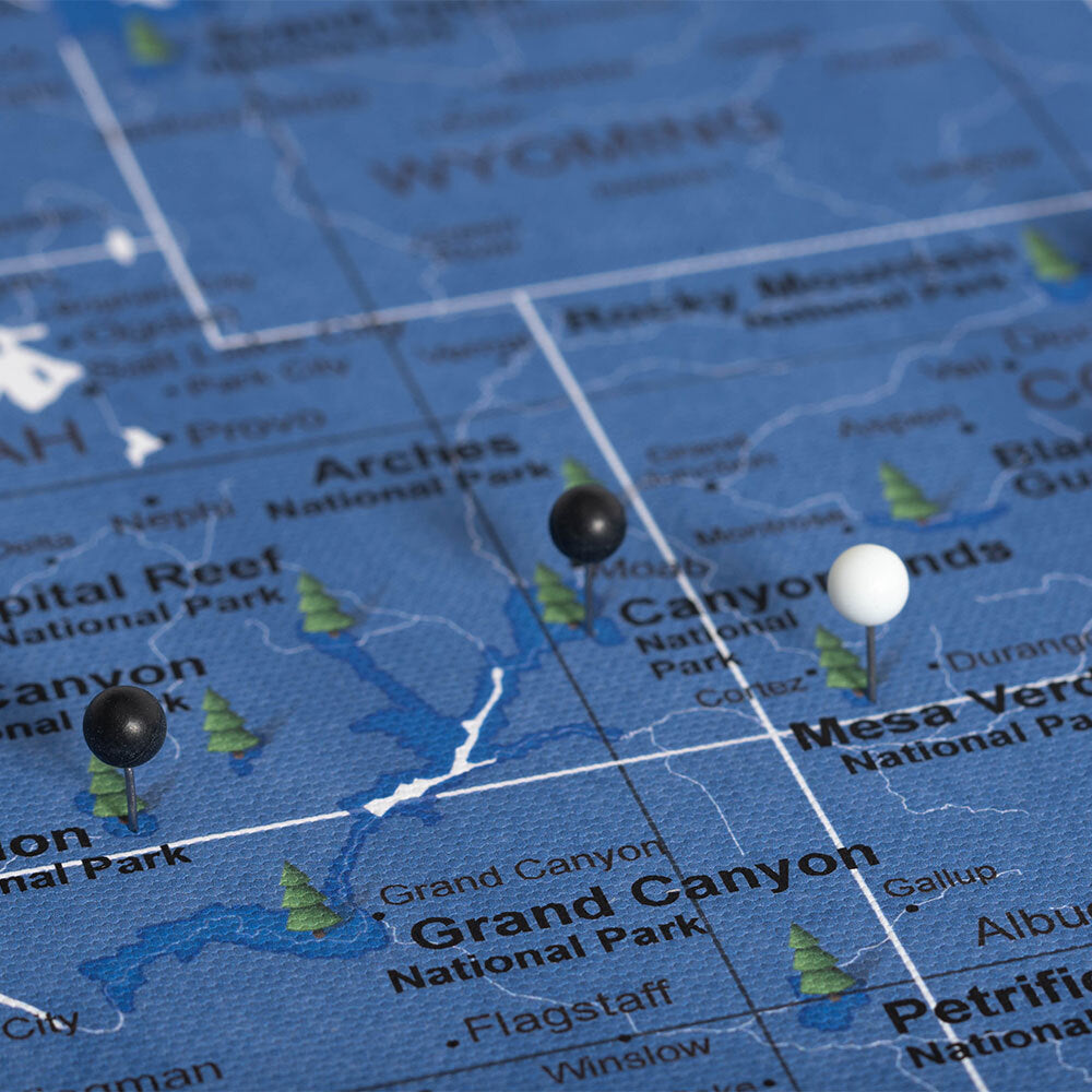 Push Pin National Parks Map - Navy Color Splash - Pins Included!