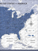 Push Pin National Parks Map - Navy Color Splash - Pins Included!