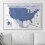 Push Pin National Parks Map - Navy Color Splash - Pins Included!