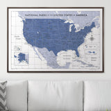 Push Pin National Parks Map - Navy Color Splash - Pins Included!