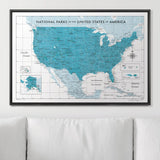 Push Pin National Parks Map - Teal Color Splash - Pins Included!