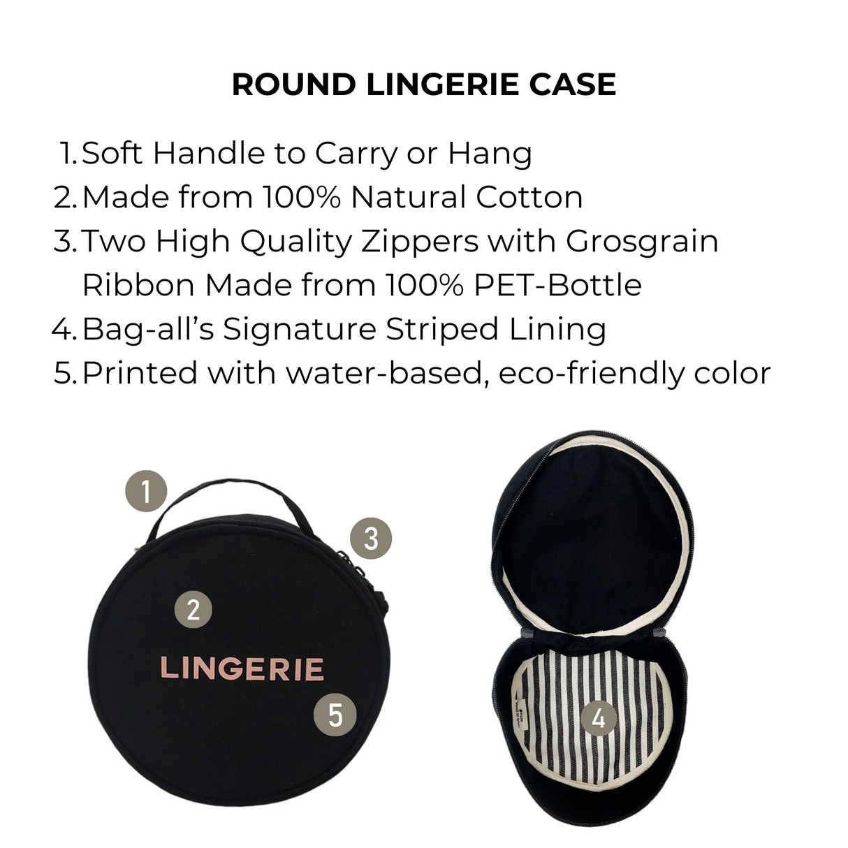 Round Lingerie Case, Black