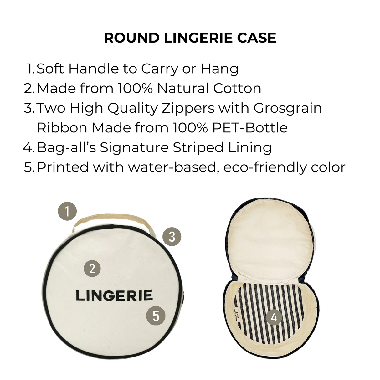 Round Lingerie Case, Cream