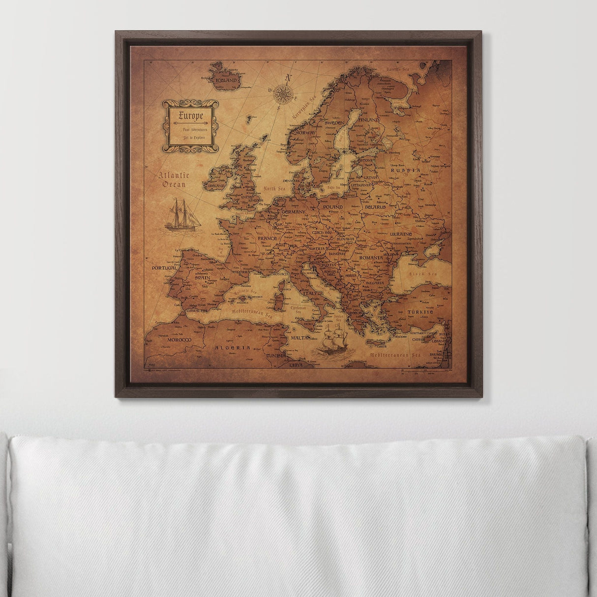 Push Pin Europe Map Pin Board - Golden Aged - Pins Included!