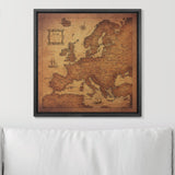 Push Pin Europe Map Pin Board - Golden Aged - Pins Included!