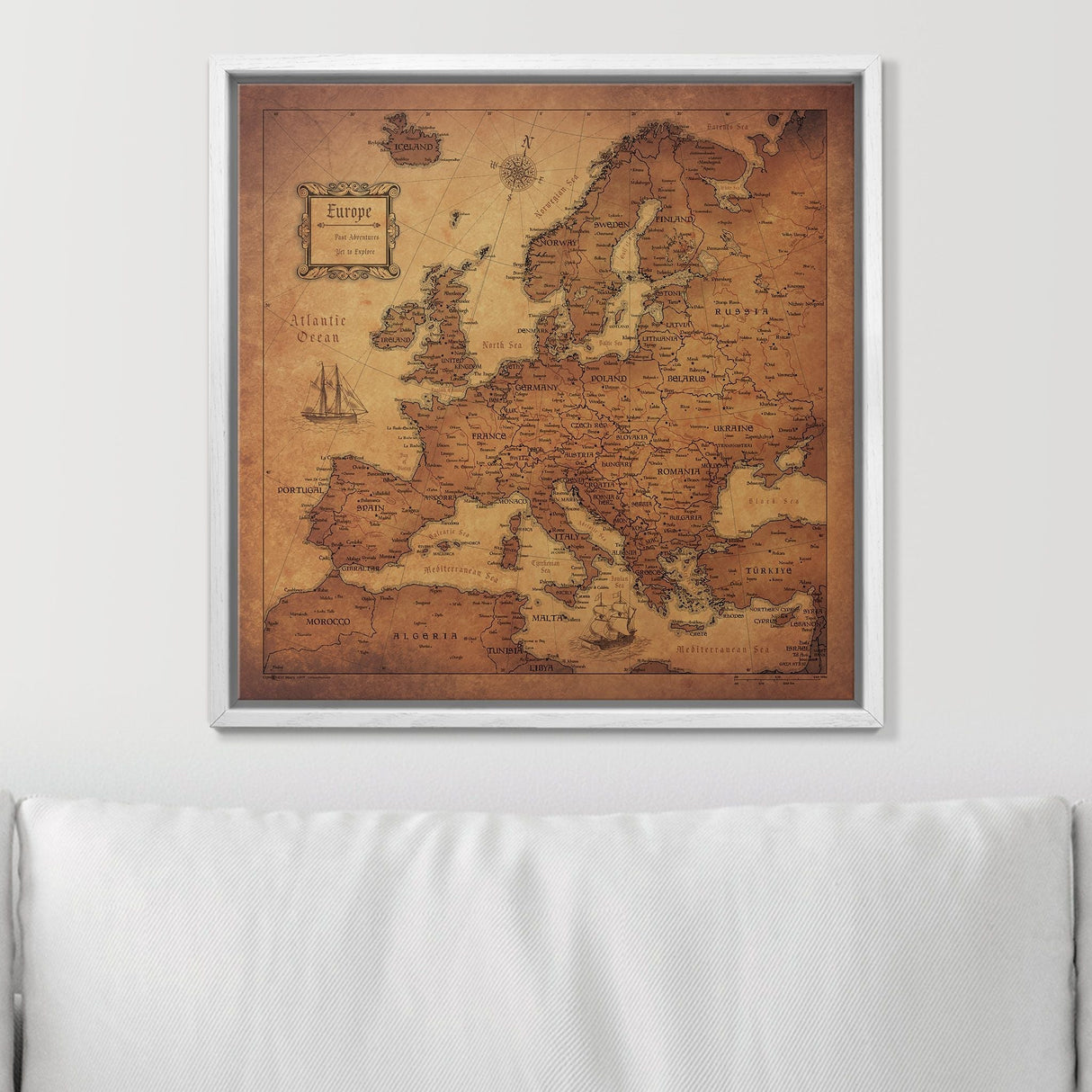 Push Pin Europe Map Pin Board - Golden Aged - Pins Included!