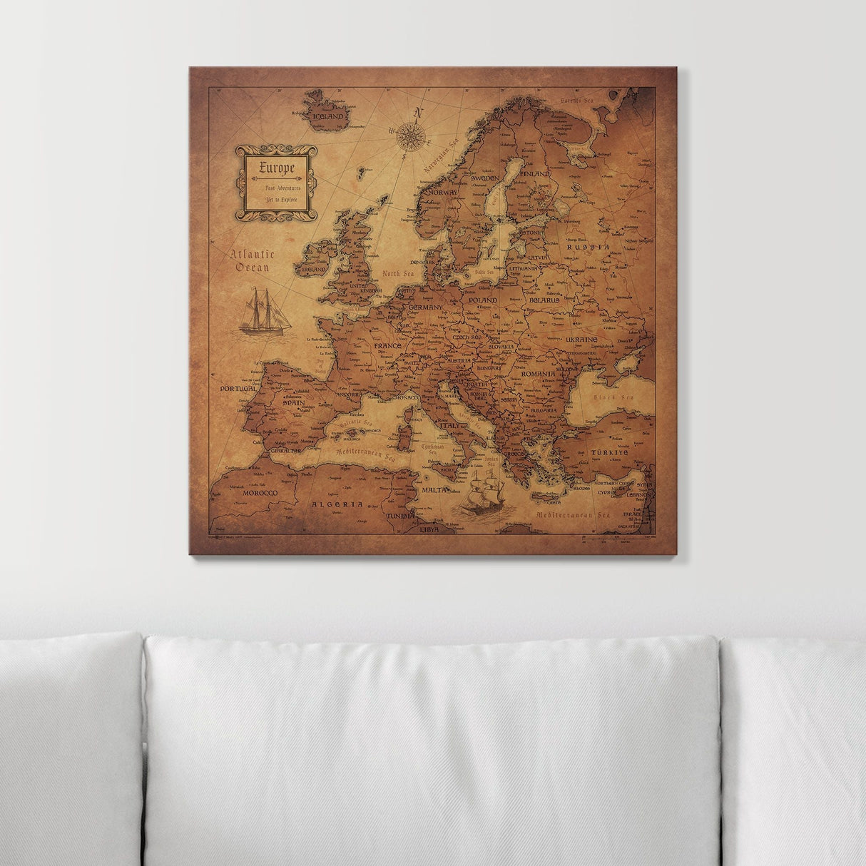 Push Pin Europe Map Pin Board - Golden Aged - Pins Included!