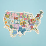 Map Shaped US State Flowers Jigsaw Puzzle (275 pc)