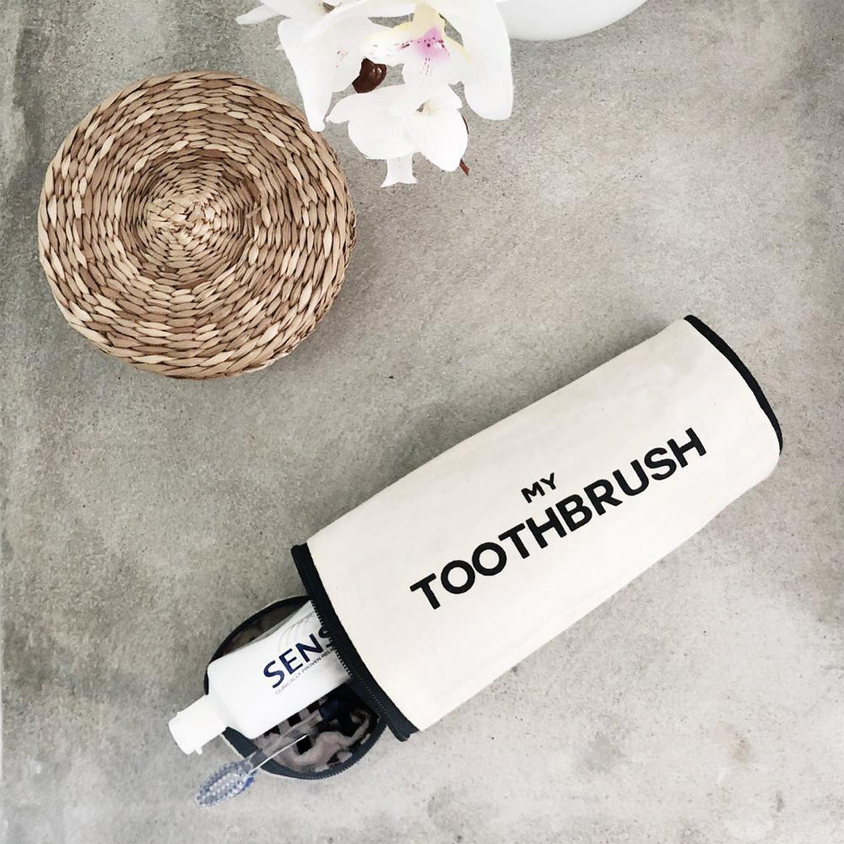 Toothbrush Travel Case, Cream