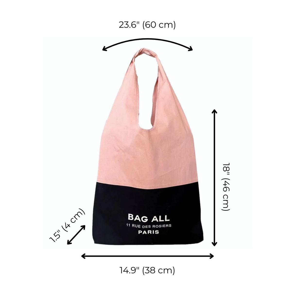 Bag-all Two Tone Tote Bag Paris, Pink/Black