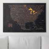 Push Pin USA Map Pin Board - Obsidian Inferno - Pins Included!