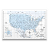 Push Pin USA Map Pin Board - Light Blue Color Splash - Pins Included!