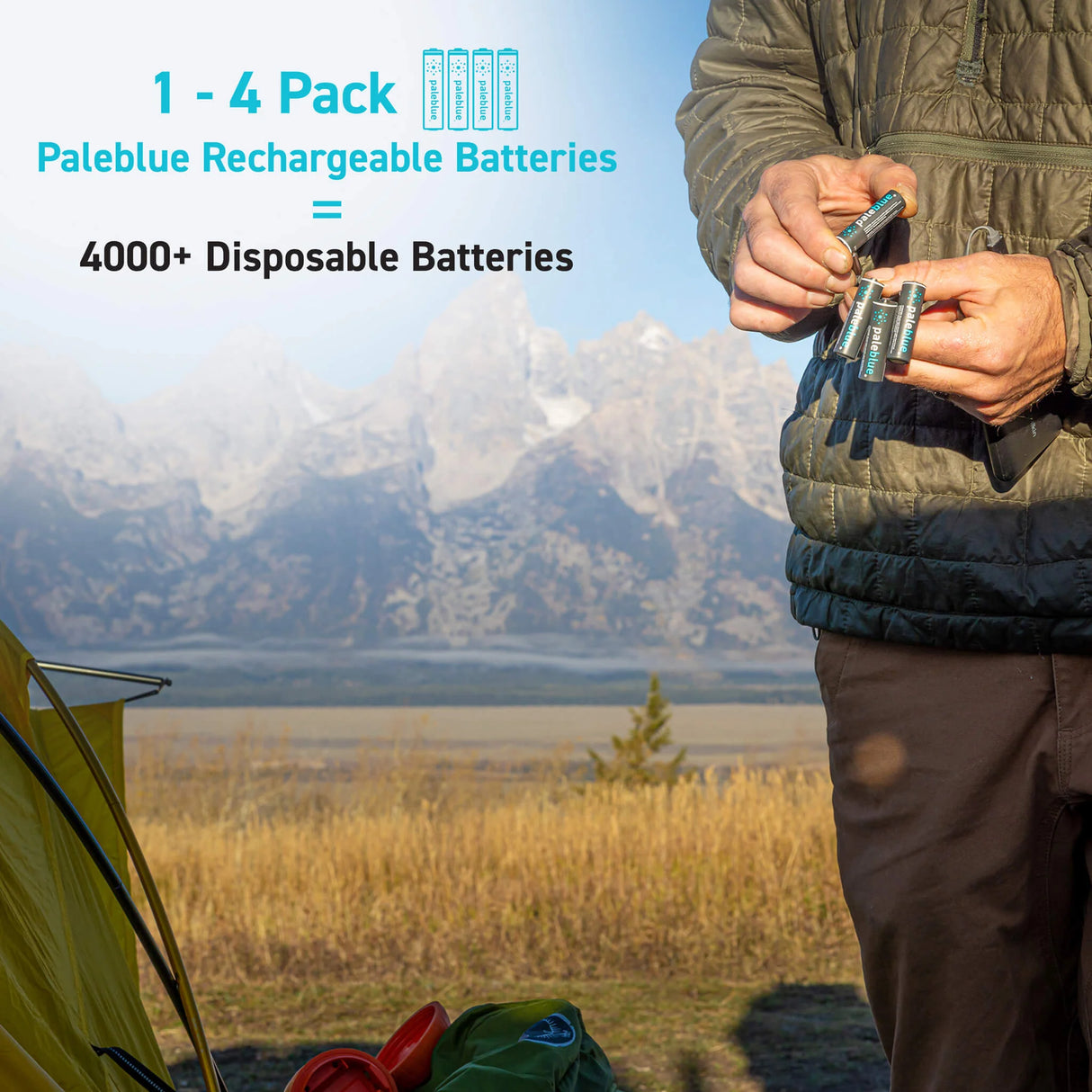 AA 4-Pack Rechargeable Batteries by Pale Blue