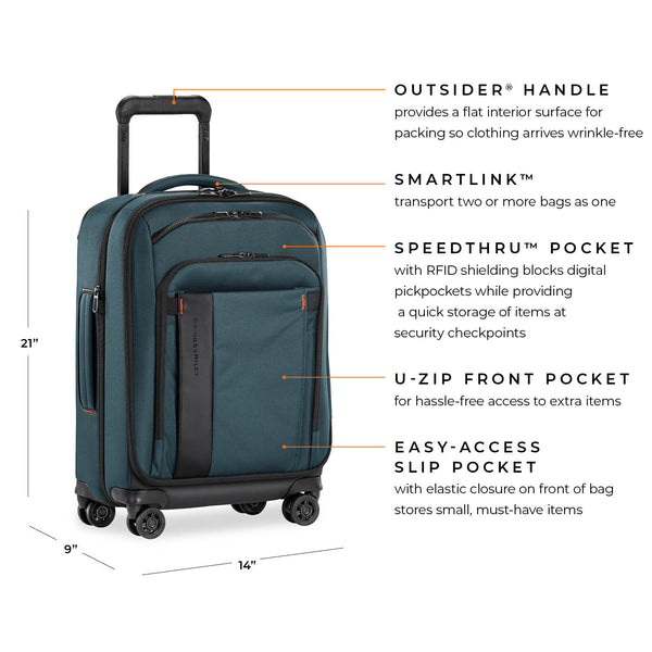 ZDX Collection 21" International Carry-on Expandable Spinner by Briggs & Riley (ZXU121SPX)