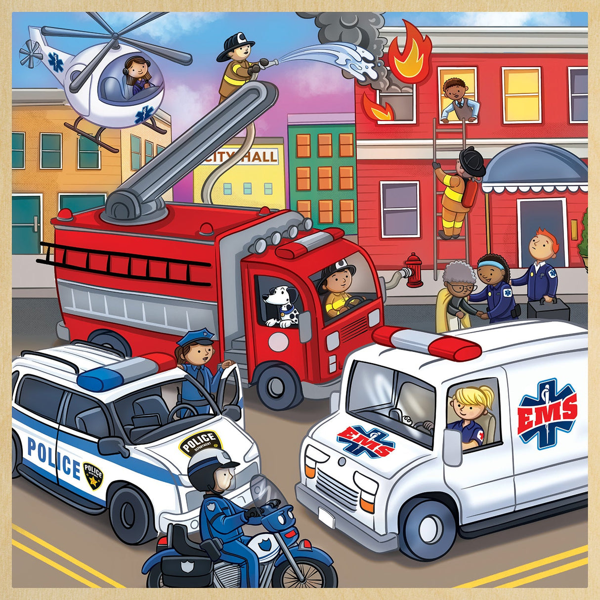 Wood Fun Facts - Emergency Vehicles 48 Piece Wood Jigsaw Puzzle