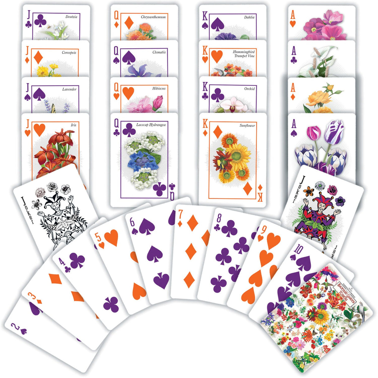 Farmer's Almanac - Backyard Garden Flowers Playing Cards - 54 Card Deck