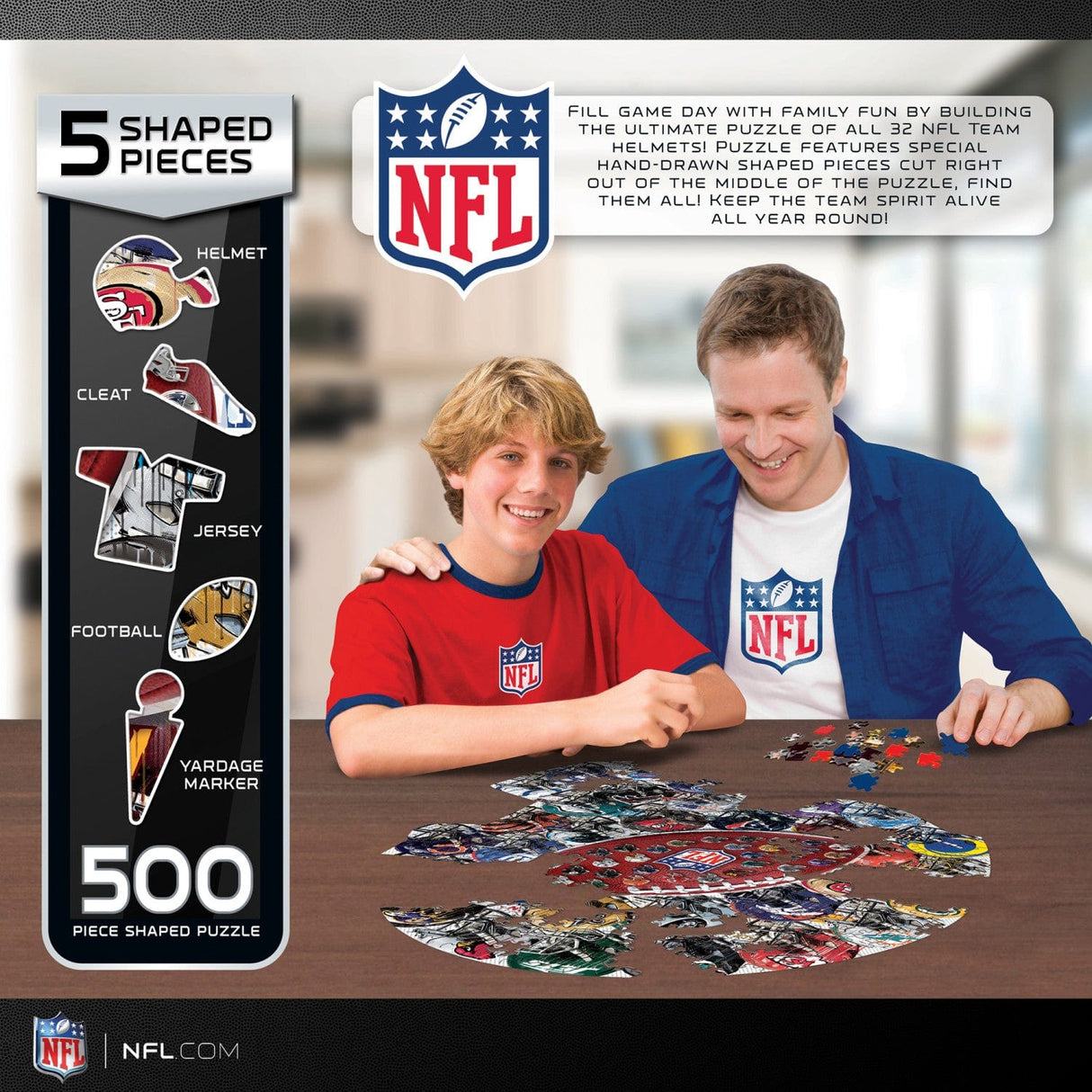 NFL - Helmet Drip Art 500 Piece Shaped Jigsaw Puzzle