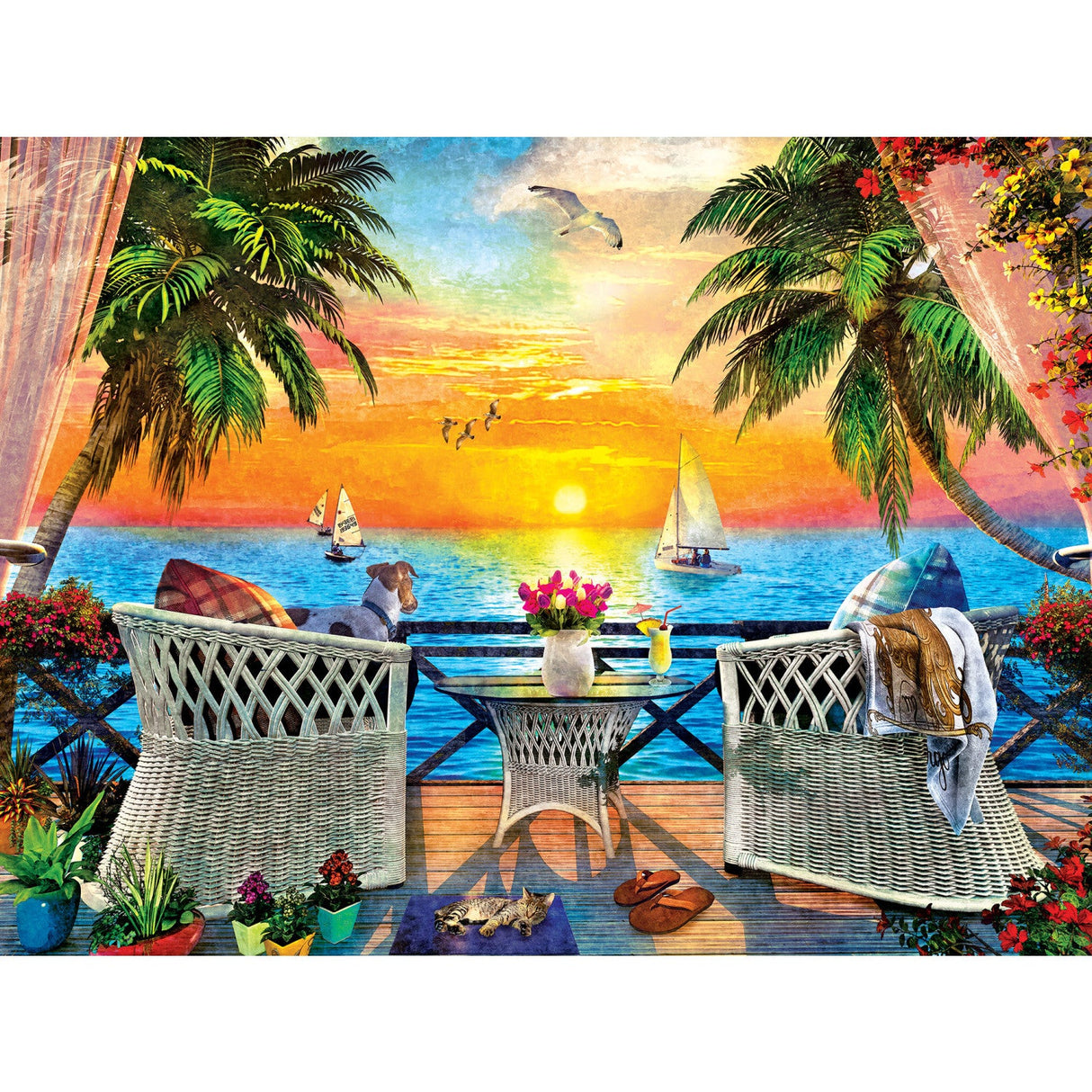 Paradise Beach - On the Balcony 550 Piece Jigsaw Puzzle