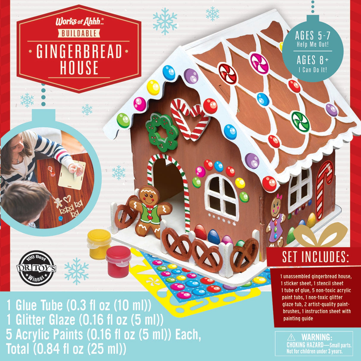 Holiday Craft Kit - Buildable Gingerbread House Wood Paint Kit