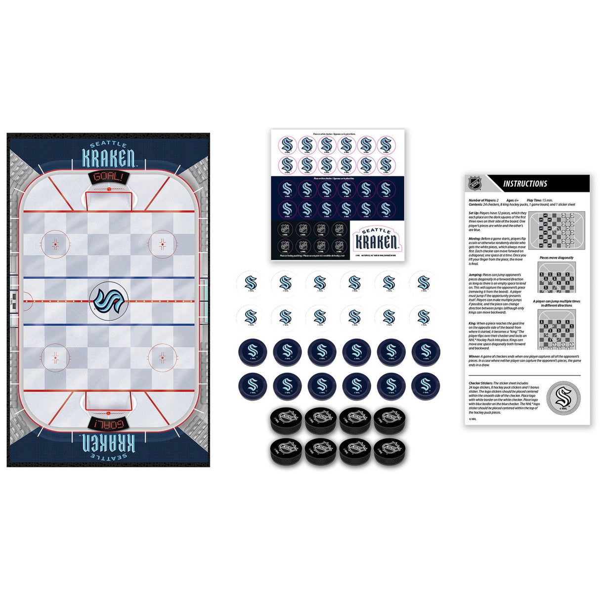 Seattle Kraken Checkers Board Game