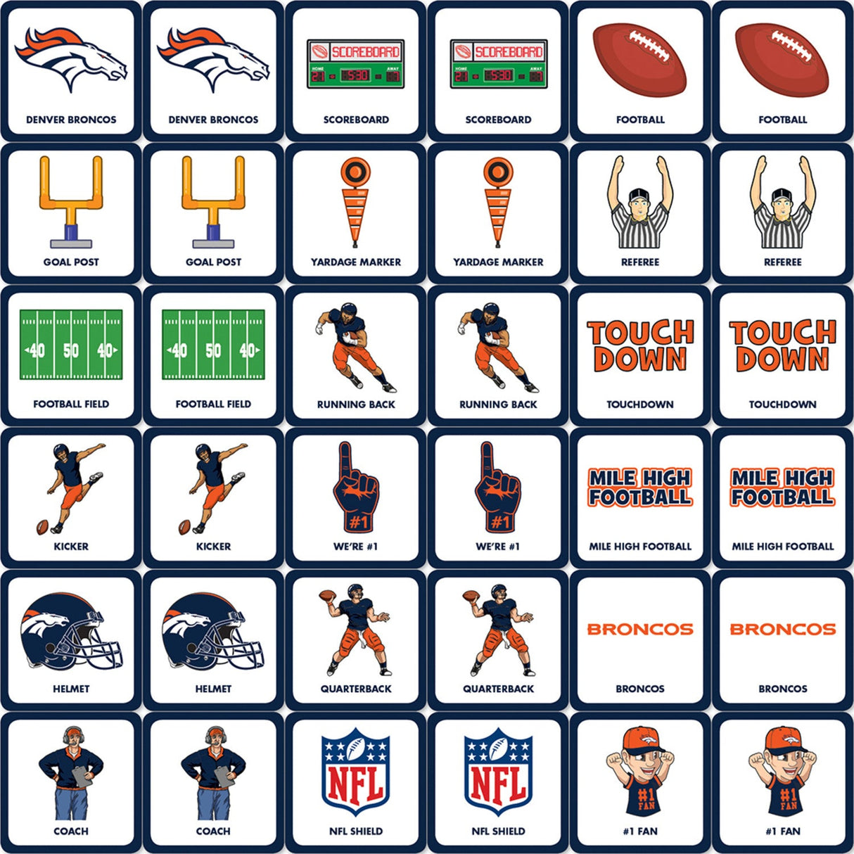 Denver Broncos Matching Game