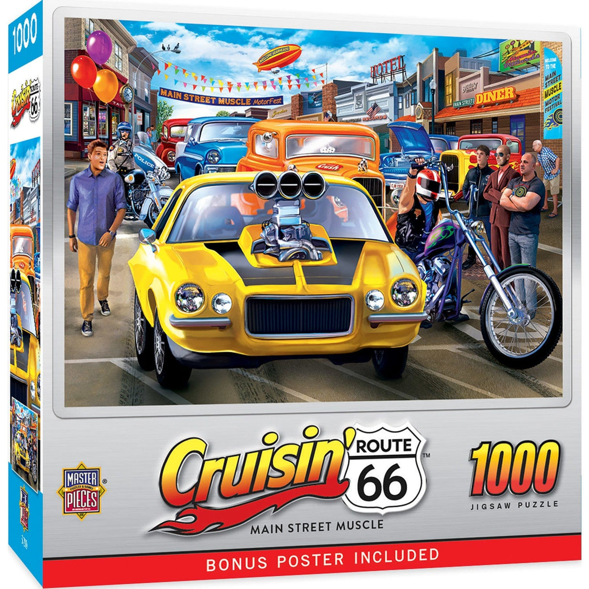 Cruisin' Route 66 - Main Street Muscle 1000 Piece Jigsaw Puzzle