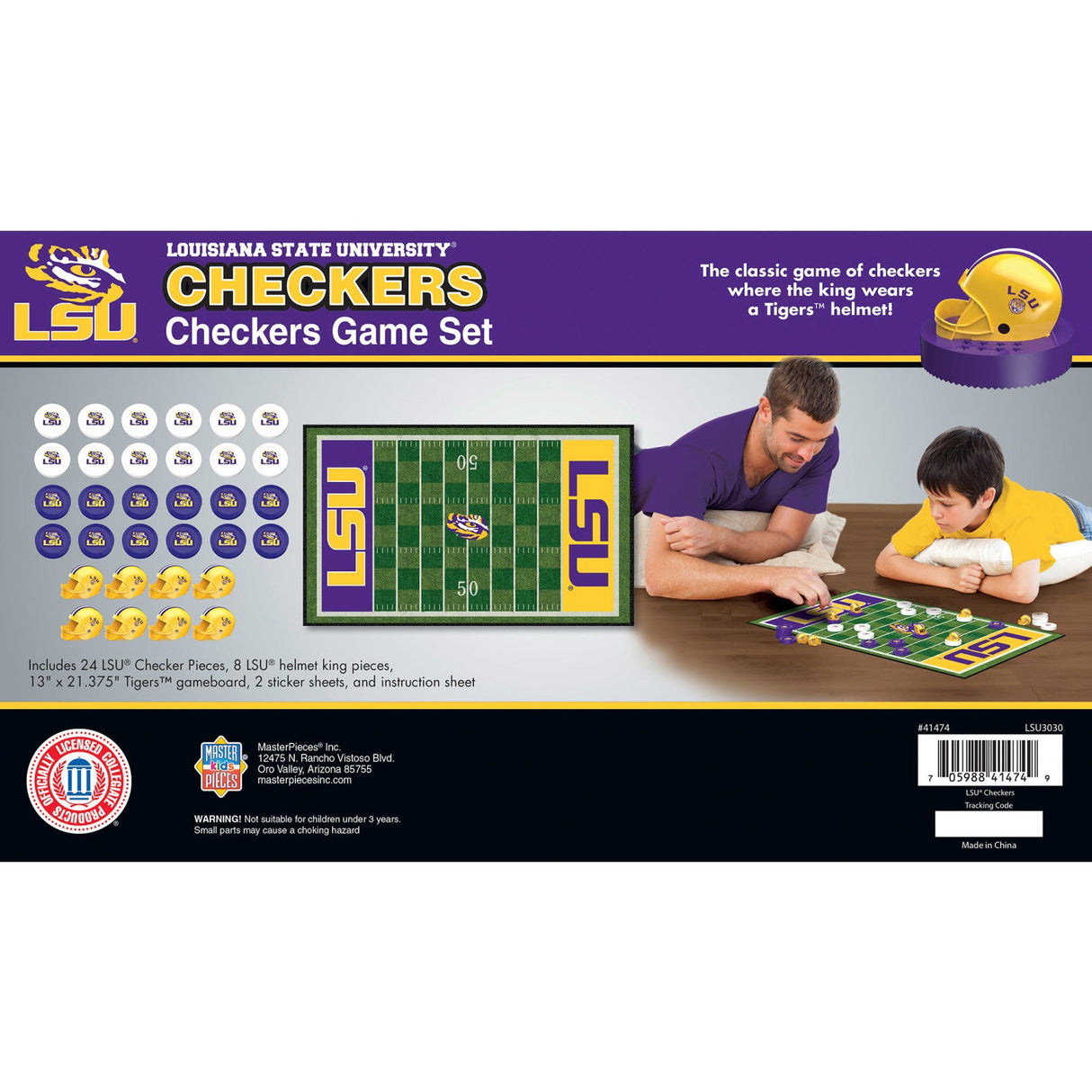 LSU Tigers Checkers Board Game