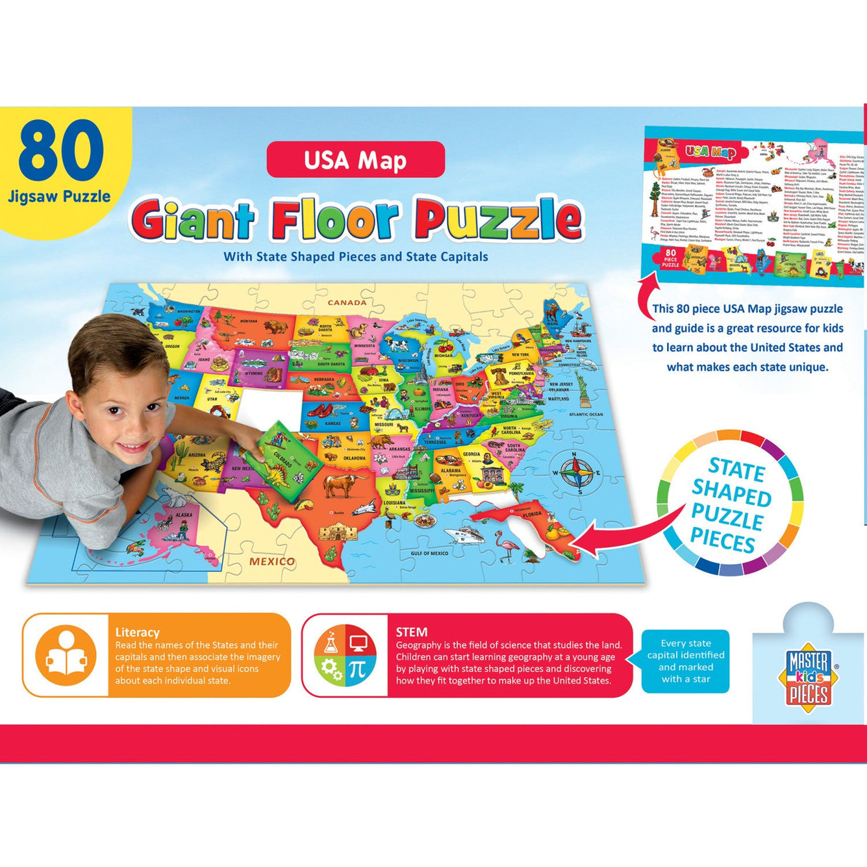 Explorer - USA Map 80 Piece Floor Jigsaw Puzzle