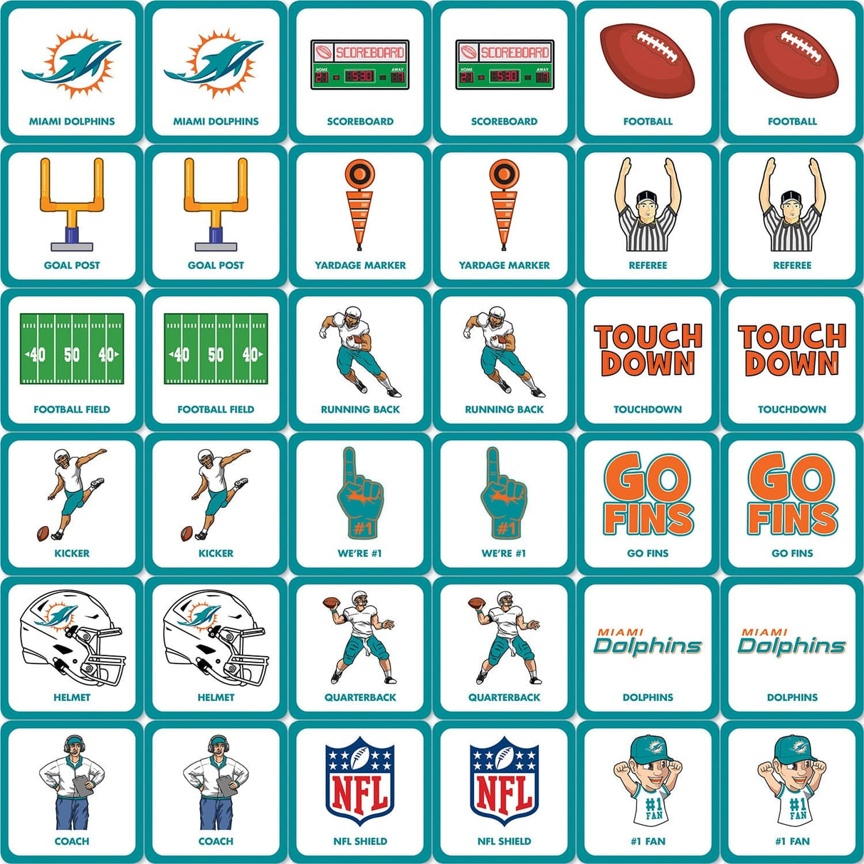 Miami Dolphins Matching Game