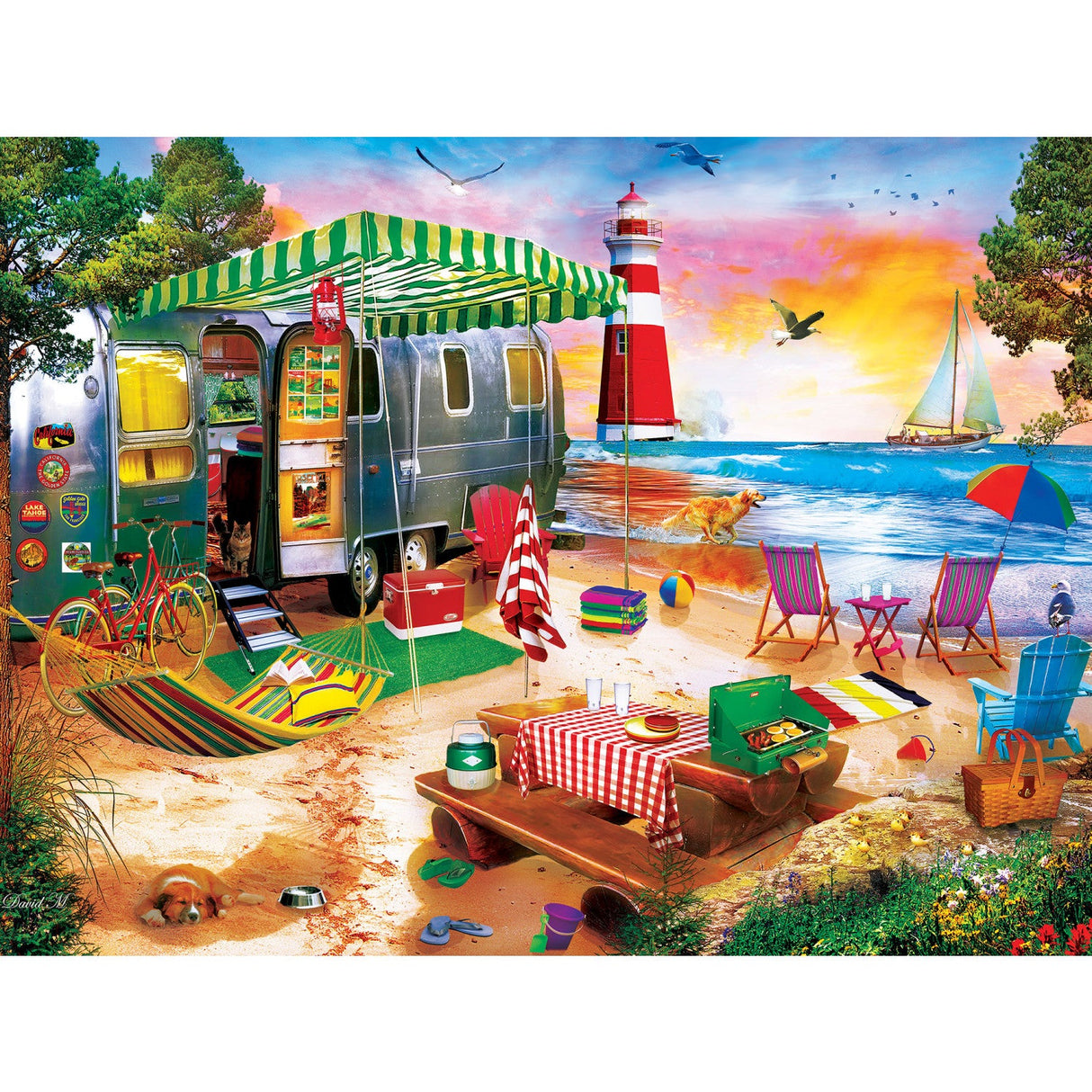 Paradise Beach - Oceanside Camping 550 Piece Jigsaw Puzzle