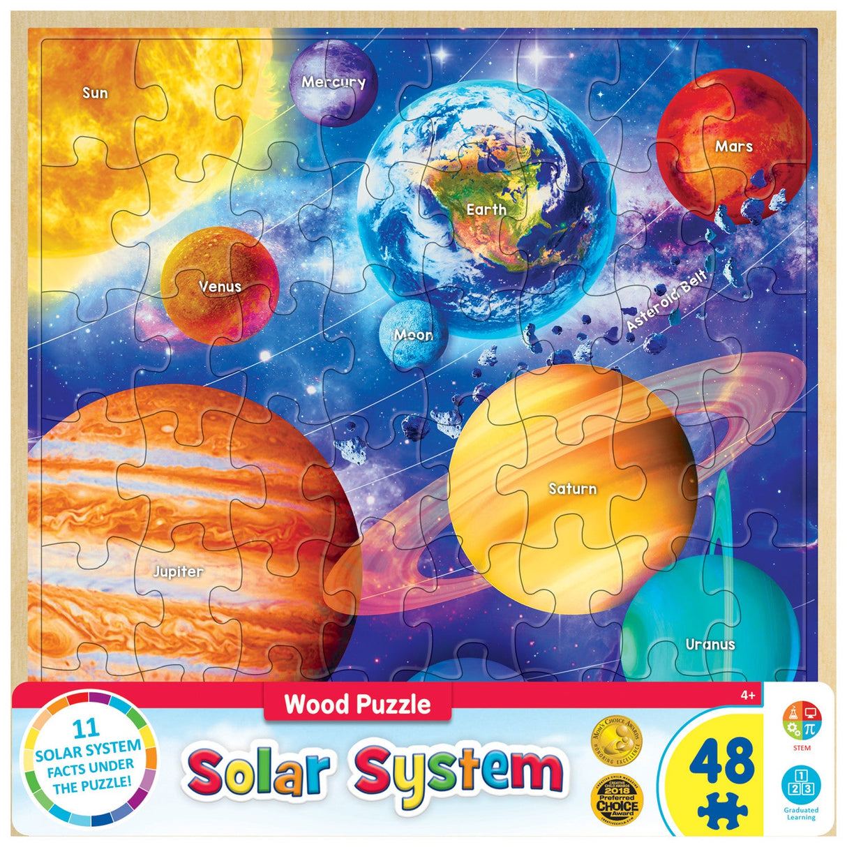 Wood Fun Facts - Solar System 48 Piece Wood Jigsaw Puzzle