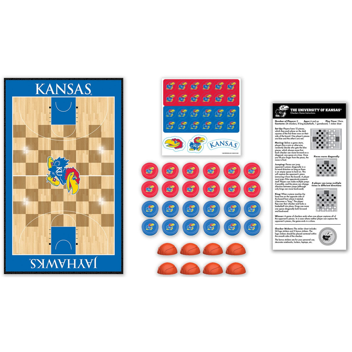 Kansas Jayhawks Checkers Board Game