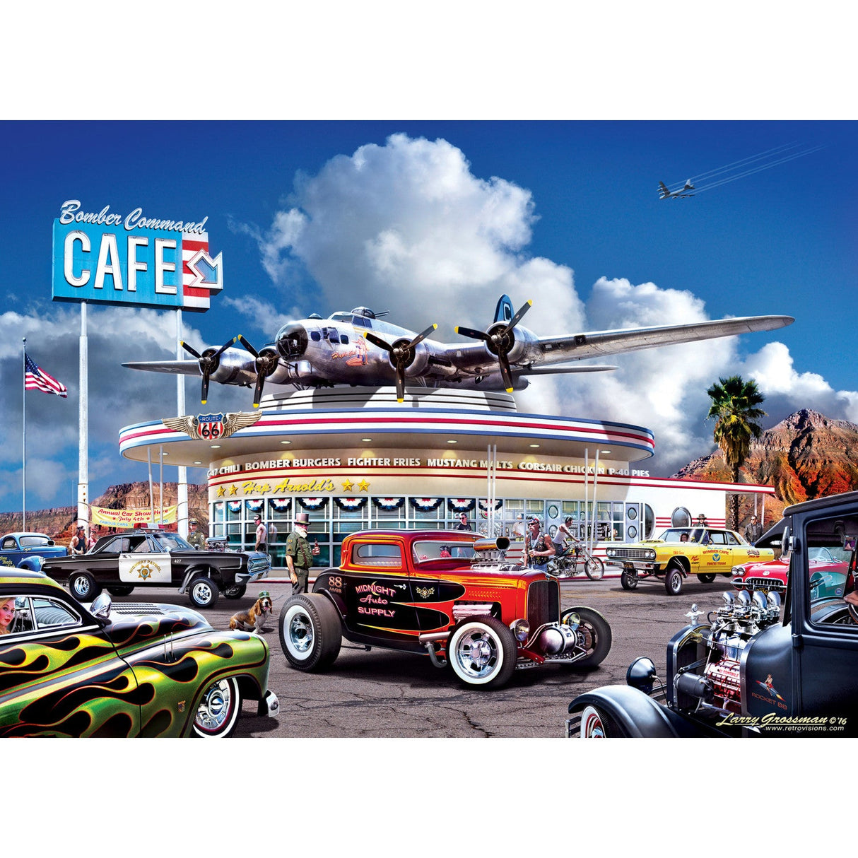 Cruisin' Route 66 - Bomber Command Cafe 1000 Piece Jigsaw Puzzle