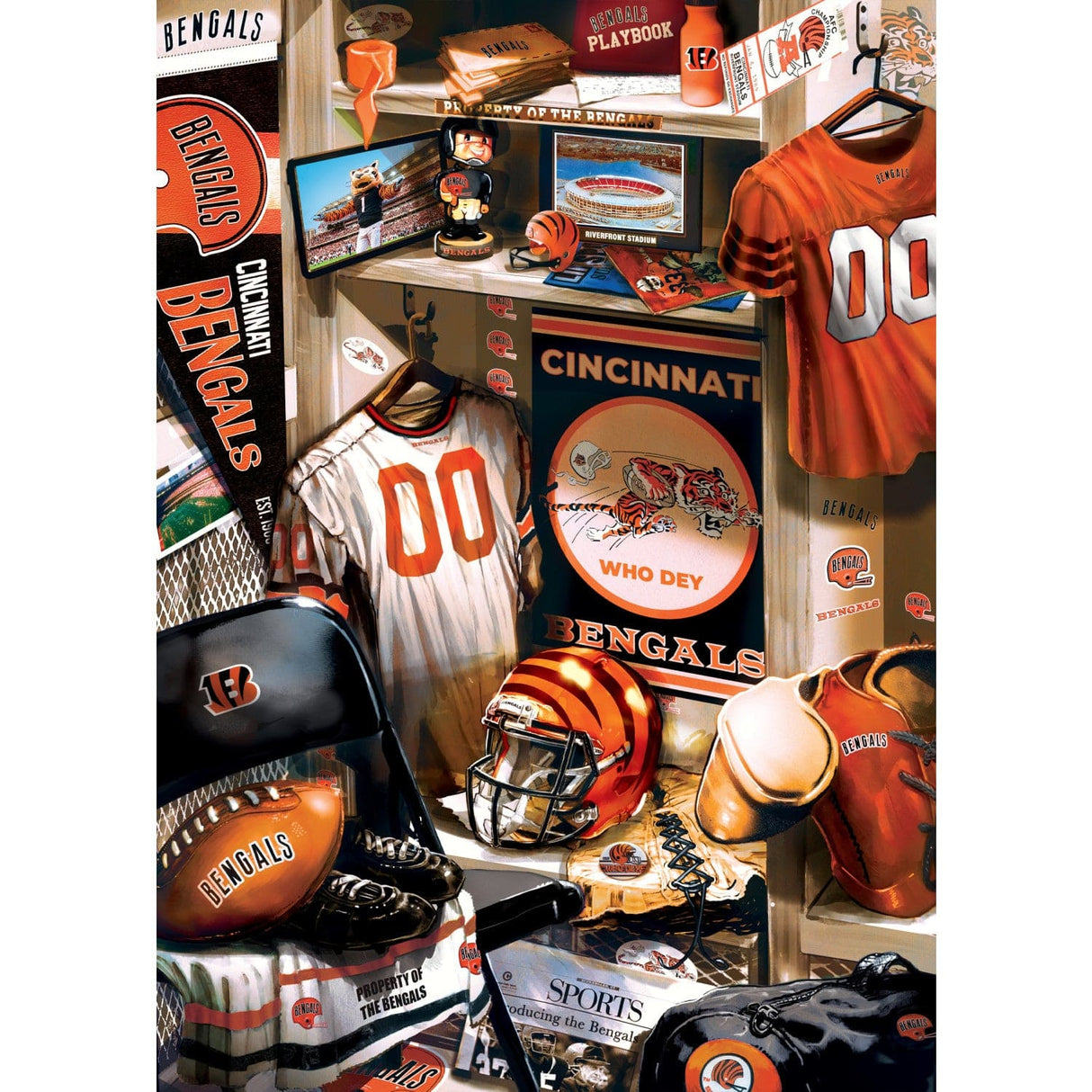 Cincinnati Bengals - Locker Room 500 Piece Jigsaw Puzzle