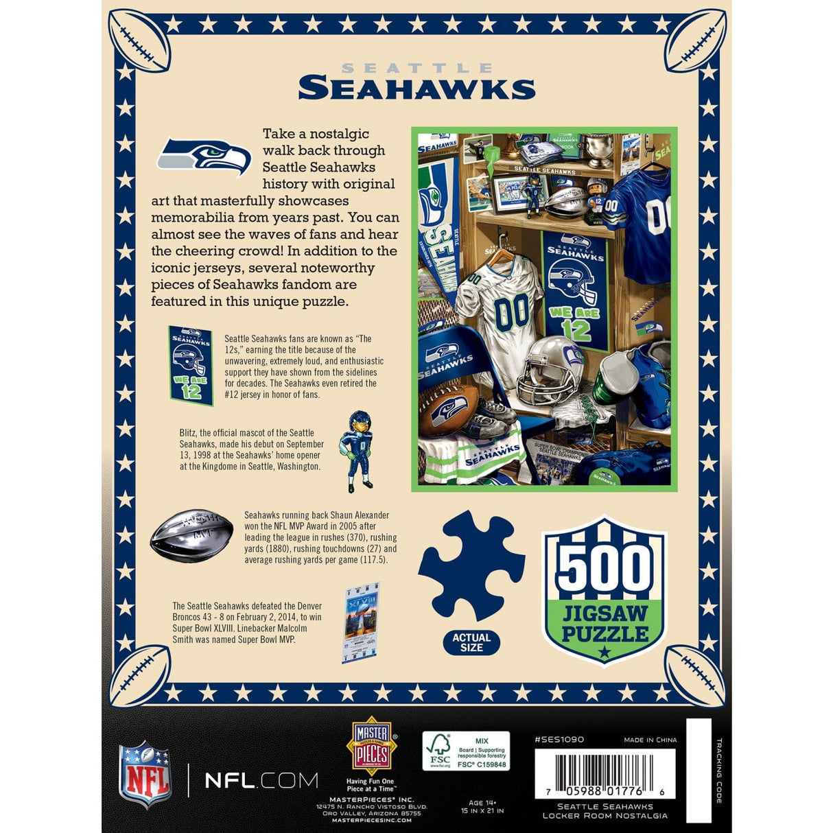 Seattle Seahawks - Locker Room 500 Piece Jigsaw Puzzle