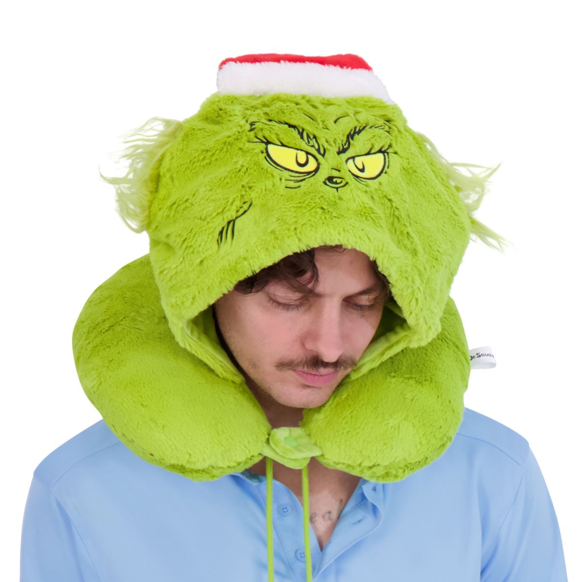 Grinch Santa Hat Hoodie Neck Pillow