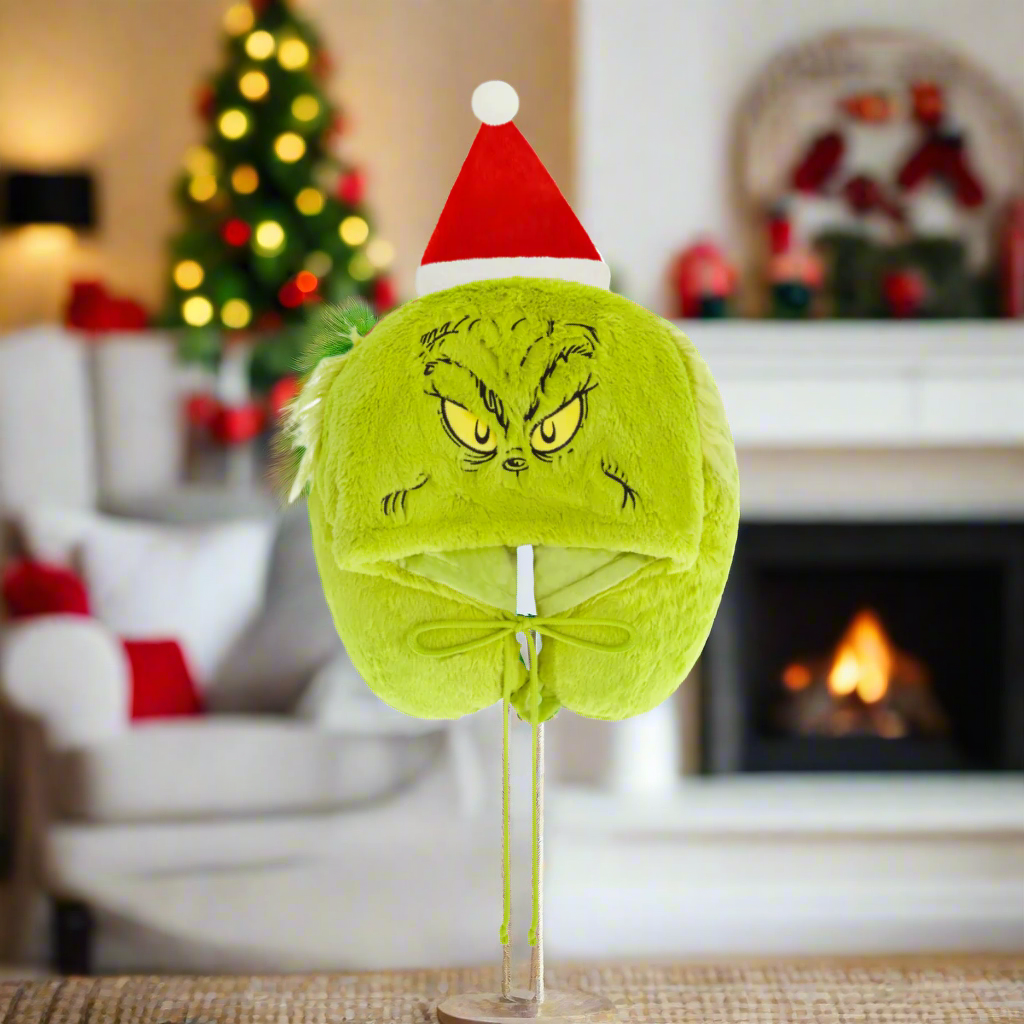 Grinch Santa Hat Hoodie Neck Pillow